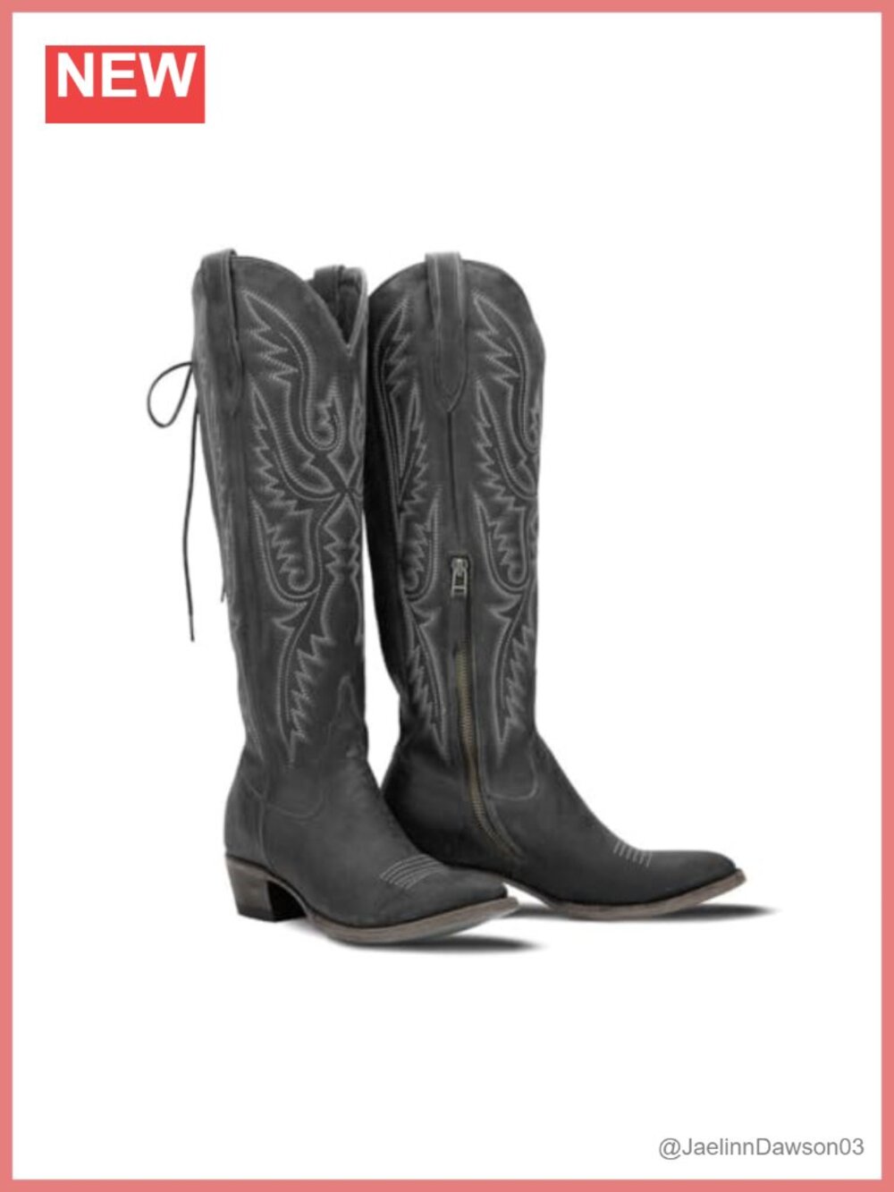 Over the Knee Cowboy Boots Women Adjustable Thigh High Cowgirl Pointed Toe